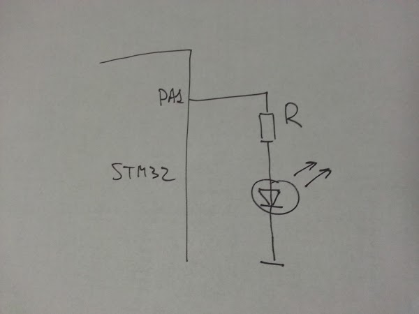 Connecting an LED to STM32 with a current limiting resistor